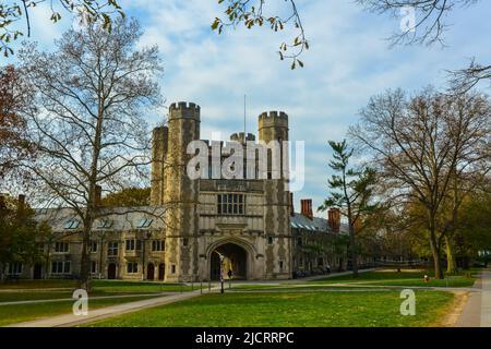 PRINCETON, NJ USA - NOVENBER 12, 2019: Holder Hall, General view of the Holder Hall building, arches and architectural elements. Princeton University, Stock Photo