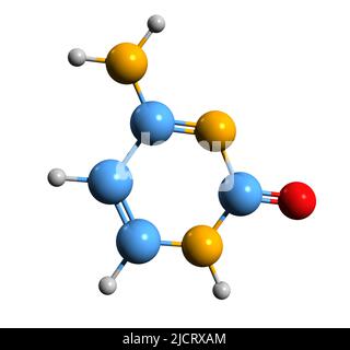 3D image of cytosine skeletal formula - molecular chemical structure of  pyrimidine derivative C isolated on white background Stock Photo