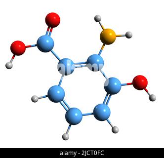 3D image of Anthranilic acid skeletal formula - molecular chemical ...