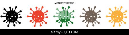 Set of monkeypox icons. Pox virus concept. Vector illustration Stock Vector