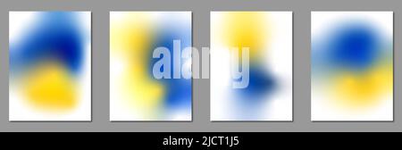 Set of Ukraine blurred backgrounds with national colors. Design for brochures, posters, banners, flyers and cards. Stock Vector