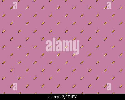 Pixel 8 bit yellow pencil on pink background - high resolution seamless pattern Stock Photo