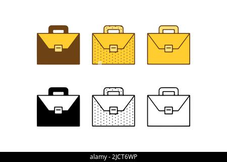 Vector set of briefcases in doodle style on white background Stock Vector
