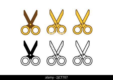 Vector set of scissors in doodle style isolated on white background Stock Vector