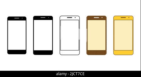 Vector set of smartphones in different styles isolated on white background Stock Vector