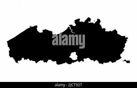 Flanders region, silhouette map isolated on white background, Belgium Stock Vector