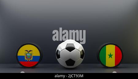 FIFA World Cup 2022 Cameroon vs Ecuador, Flag Cameroon and Ecuador, football Cameroon Ecuador, 3D work and 3D image Stock Photo
