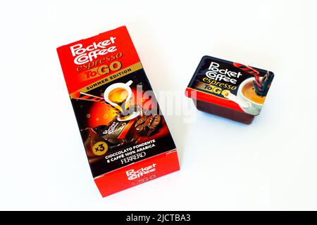 Ferrero Pocket Coffee Espresso and Chocolate. Pocket Coffee is a brand of  food products made in Italy by Ferrero Stock Photo - Alamy