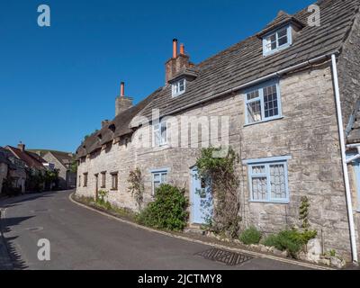 Beautiful stone cottages on West Street, Corfe Castle, Purbeck, Dorset, UK. Stock Photo