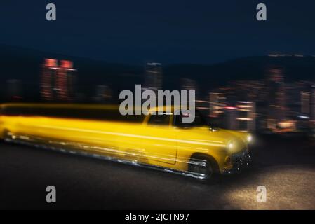 Fast going toy model car with motion blur and on a motion blur background. Stock Photo