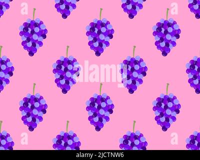 Grapes seamless pattern. Bunches of grapes on a pink background. Design for printing on fabric, banners and wrapping paper. Vector illustration Stock Vector