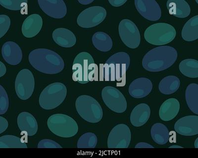 Olives seamless pattern. Olives on a dark background. Background design for printing on wrappers, packaging, fabrics and wallpapers. Vector illustrati Stock Vector