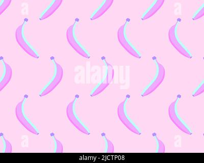 Bananas seamless pattern. 80s style pink bananas. Design for printing on fabric, banners and wrapping paper. Vector illustration Stock Vector