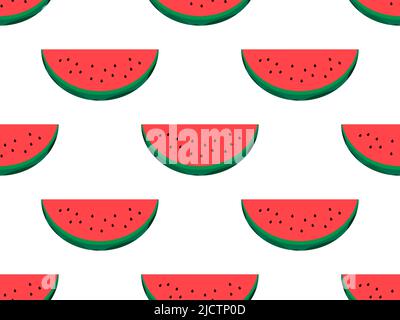 Seamless pattern with watermelon slices on a white background. Watermelon with seeds. Design for printing on fabric, wrapping paper and promotional ma Stock Vector