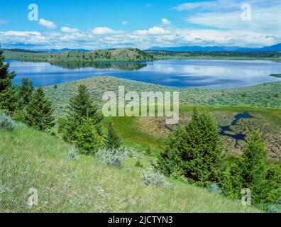 kleinschmidt lake in the blackfoot river valley near ovando, montana Stock Photo