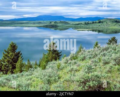 kleinschmidt lake in the blackfoot river valley near ovando, montana Stock Photo