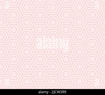 Blush pink geometric seamless vector pattern. Soft, pale light pink color, abstract hexagon geo design. Clean modern, subtle background texture. Stock Vector