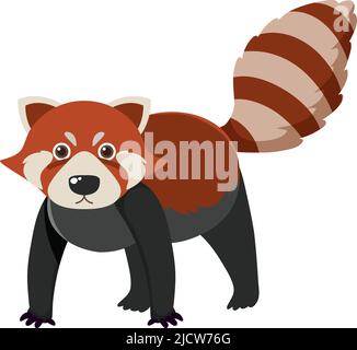 Cute red raccoon in flat cartoon style illustration Stock Vector Image ...
