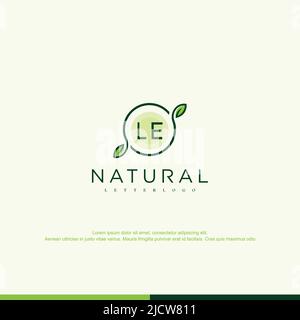 LE Initial natural logo template vector Stock Vector
