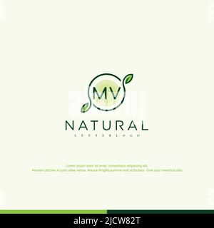 MV Initial natural logo template vector Stock Vector