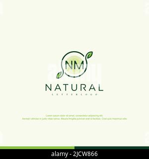 NM Initial natural logo template vector Stock Vector