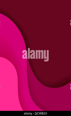 Abstract background with wavy pink paper. Dark red Vector background with wave. Dark red vertical abstract design wallpaper. Stock Vector