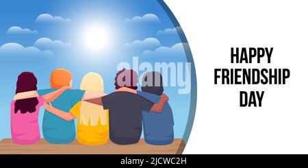 flat happy friendship day background illustration Stock Vector