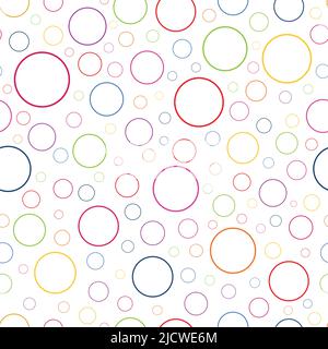 White background colourful rings Vector seamless pattern for Babies accessories. Bubbles pattern for postcards and other paper prints Stock Vector