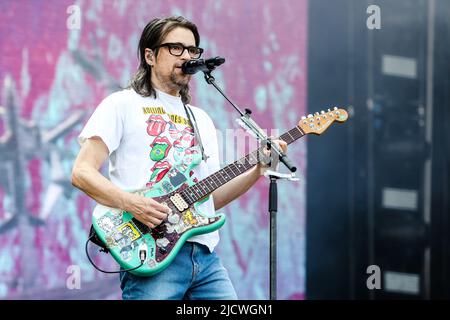 Milano, Italy, June 15 2022. Weezer in concert at IDAYS Festival Stock Photo