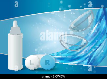 Contact lenses realistic ads vector medical poster Stock Vector