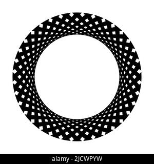 Ring made up of black and white stripes in round shape, abstract illusion Stock Vector