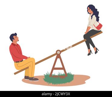 Adult couple swinging on swing vector illustration Stock Vector