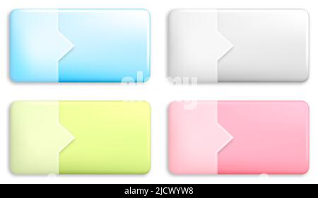 Rectangular blue button divided into areas with rounded corners. Element for design of web pages and interface. Vector isolated on white background Stock Vector