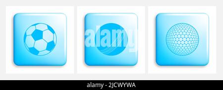 Set of square buttons with rounded corners depicting sports balls. Element for design of web pages and interface. Vector isolated on white background Stock Vector