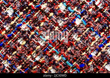 Texture of fabric from multi-colored threads for knitting. Fabric for tailoring. Colored thread pattern Stock Photo