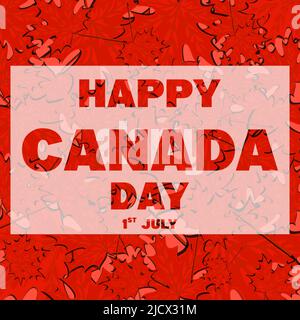 Happy Canada Day banner with Canada Flag and paper cut maple leaves ...
