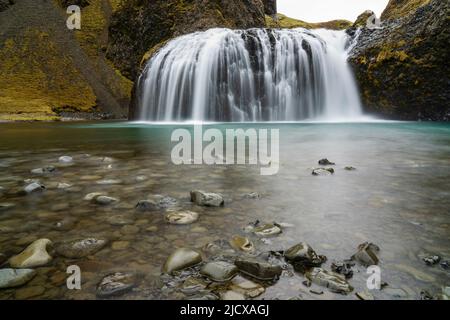 Stjornarfoss waterfall on the Stjorn River, Iceland, Polar Regions Stock Photo