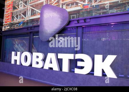 Saint Petersburg, Russia. 15th June, 2022. In this photo illustration, Novatek Logo seen on the St. Petersburg International Economic Forum 2022 (SPIEF 2022). Credit: SOPA Images Limited/Alamy Live News Stock Photo