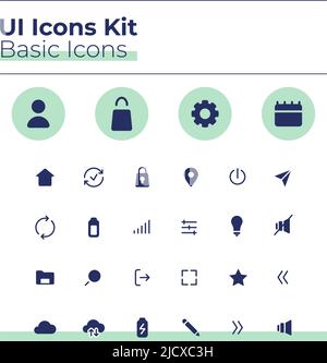 Basic UI icons kit Stock Vector