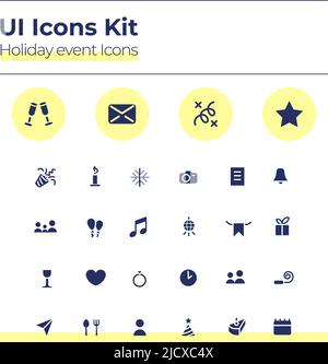Holiday events UI icons kit Stock Vector