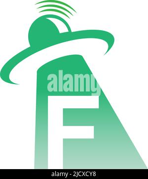 Ufo catch letter F icon design illustration vector Stock Vector