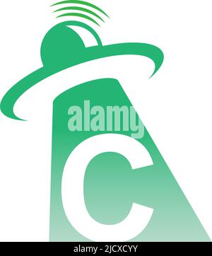 Ufo catch letter C icon design illustration vector Stock Vector