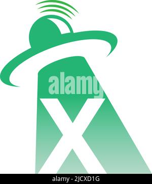 Ufo catch letter X icon design illustration vector Stock Vector