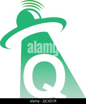 Ufo catch letter Q icon design illustration vector Stock Vector