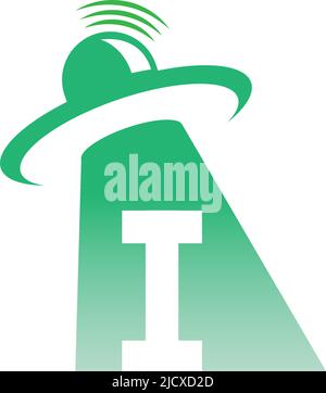 Ufo catch letter I icon design illustration vector Stock Vector
