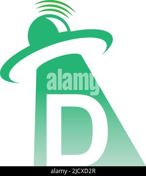 Ufo catch letter D icon design illustration vector Stock Vector