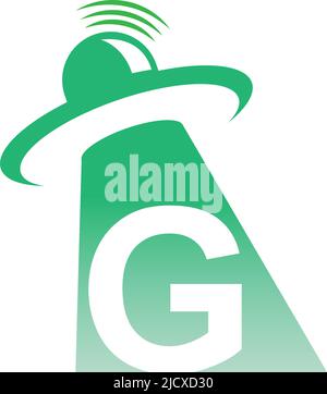 Ufo catch letter G icon design illustration vector Stock Vector