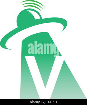 Ufo catch letter V icon design illustration vector Stock Vector