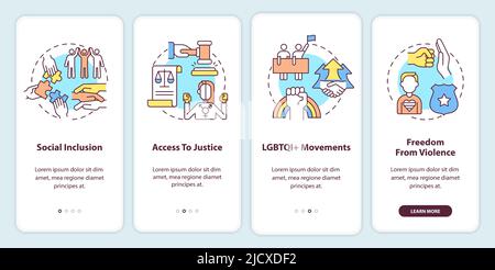 LGBT community programs onboarding mobile app screen Stock Vector