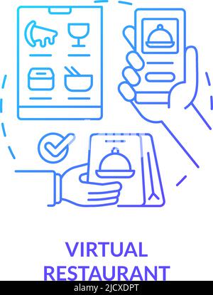 Virtual restaurant blue gradient concept icon Stock Vector